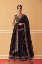 Black Color Crepe Silk Fabric Sequence With Embroidery Work Lehenga