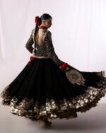 Black Color Faux Georgette Fabric Gota Patti Work Top Lehenga Set