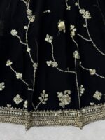 Black Color Faux Georgette Fabric Sequence Work Ready To Wear Lehenga Saree
