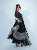 Black Color Fendi Silk Fabric Thread With Sequence Work Anarkali Suit