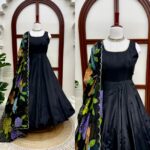 Black Color Natural Crepe Fabric Sequence Work Anarkali Suit