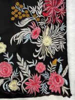 Black Color Rayon Satin Fabric Thread Work Palazzo Suit