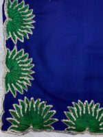 Blue Color American Silk Fabric Thread With Sequence Work Farshi Style Palazzo Suit