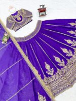 Bollywood Actress Janhvi Kapoor Purple Color Vichitra Silk Fabric Coding With Sequence Work Lehenga