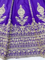Bollywood Actress Janhvi Kapoor Purple Color Vichitra Silk Fabric Coding With Sequence Work Lehenga