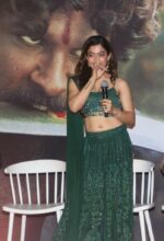 Bollywood Actress Rashmika Mandanna Green Net Fabric Coding With Sequence Work Lehenga