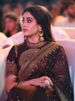 Brown Color Tabby Silk Fabric Thread With Sequence Work Janhvi Kapoor Saree
