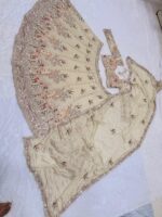 Cream Color Rangoli Silk Fabric Sequence With Embroidery Cut Work Lehenga