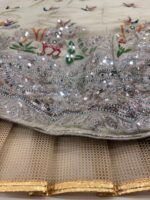 Cream Color Rangoli Silk Fabric Sequence With Embroidery Cut Work Lehenga