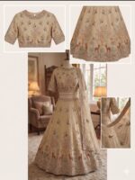 Cream Color Rangoli Silk Fabric Sequence With Embroidery Cut Work Lehenga