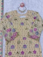 Cream Color Vichitra Silk Fabric Thread With Sequence Work Palazzo Suit