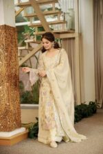 Cream Color Vichitra Silk Fabric Thread With Sequence Work Palazzo Suit