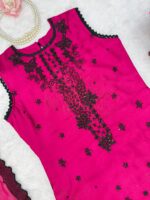 Dark Pink Color Roman Silk Fabric Thread With Sequence Work Suit