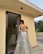 Grey Color Rangoli Silk Fabric Embroidery Jari Work With Sequence Work Lehenga