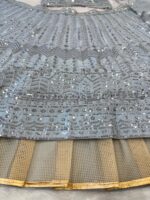 Grey Color Rangoli Silk Fabric Embroidery Jari Work With Sequence Work Lehenga
