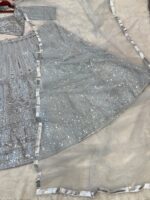 Grey Color Rangoli Silk Fabric Embroidery Jari Work With Sequence Work Lehenga