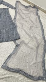 Grey Color Shimmer Silk Fabric Sequence With Dori Work Lehenga