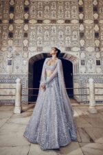Grey Color Shimmer Silk Fabric Sequence With Dori Work Lehenga
