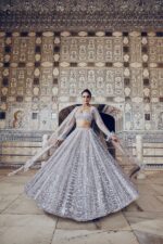 Grey Color Shimmer Silk Fabric Sequence With Dori Work Lehenga