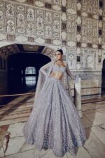 Grey Color Shimmer Silk Fabric Sequence With Dori Work Lehenga