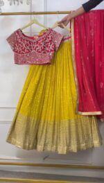 Haldi Special Yellow Color Faux Georgette Fabric Thread With Sequence Work Lehenga