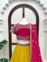 Haldi Special Yellow Color Faux Georgette Fabric Thread With Sequence Work Lehenga