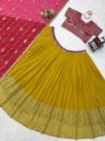 Haldi Special Yellow Color Faux Georgette Fabric Thread With Sequence Work Lehenga