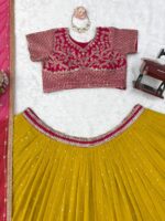 Haldi Special Yellow Color Faux Georgette Fabric Thread With Sequence Work Lehenga