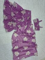 Lavender Color Georgette Fabric Digital Print Work Ruffle Style Lehenga Saree