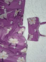 Lavender Color Georgette Fabric Digital Print Work Ruffle Style Lehenga Saree