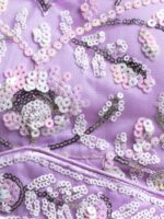 Lavender Color Soft Net Fabric Thread With Multiple Sequence Work Lehenga