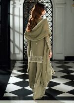 Light Mehandi Color Faux Georgette Fabric Thread With Sequence Work Palazzo Suit