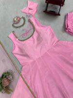 Light Pink Color Natural Crepe Fabric Coding With Pearl Work Anarkali Suit