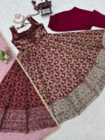 Maroon Color Chanderi Jacquard Fabric Thread With Sequence Work Anarkali Suit