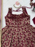 Maroon Color Chanderi Jacquard Fabric Thread With Sequence Work Anarkali Suit