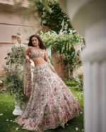 Multi Color Faux Georgette Fabric Coding Jari With Sequence Work Lehenga