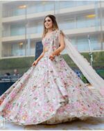 Multi Color Faux Georgette Fabric Coding Jari With Sequence Work Lehenga