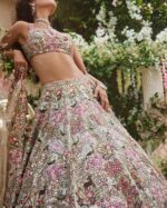 Multi Color Faux Georgette Fabric Coding Jari With Sequence Work Lehenga