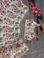 Multi Color Faux Georgette Fabric Coding Jari With Sequence Work Lehenga