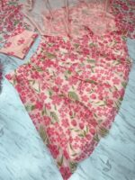 Multi Color Tabby Silk Fabric Floral Print Work Lehenga