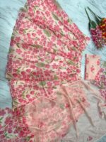 Multi Color Tabby Silk Fabric Floral Print Work Lehenga