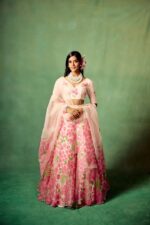 Multi Color Tabby Silk Fabric Floral Print Work Lehenga