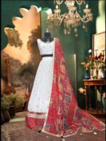 Navratri Special White Color Georgette Fabric Sequence With Foil Mirror Work Lehenga