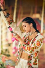 Navratri Special White Color Pure Cotton Fabric Embroidery Work Koti Style Lehenga