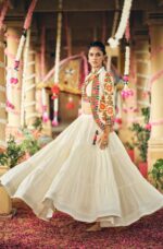 Navratri Special White Color Pure Cotton Fabric Embroidery Work Koti Style Lehenga