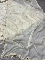 Off White Color Tabby Silk Fabric Rainbow Sequence Work Lehenga