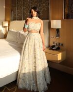 Off White Color Tabby Silk Fabric Rainbow Sequence Work Lehenga