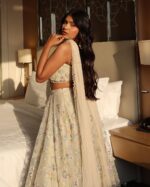 Off White Color Tabby Silk Fabric Rainbow Sequence Work Lehenga