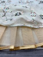 Off White Color Tabby Silk Fabric Rainbow Sequence Work Lehenga