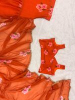 Orange Color Georgette Fabric Print With Picho Work Lehenga Saree